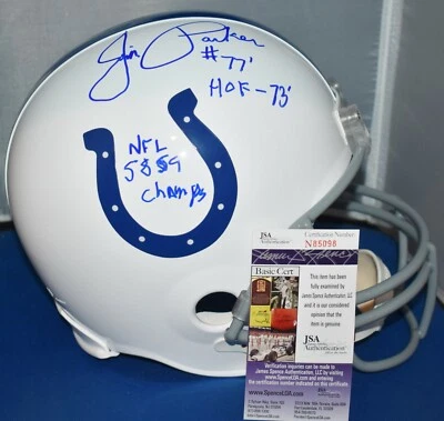 JIM PARKER SIGNED FULL SIZE REPLICA HELMET BALTIMORE COLTS HOF 73 3X INSCR JSA - Image 1 of 4