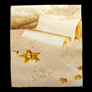 Rico Design Table Runner Embroidery Kit, 16x39 Beige Gold White Christmas Floral - Picture 1 of 6