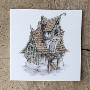 A Quirky Old House Greeting Card Based on an original Pencil drawing - Picture 1 of 3