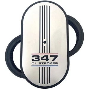 Kit limpiador de aire ovalado Ford 347 CI Stroker 15" - plateado - logotipo de 3 colores - Ansen EE. UU. - Imagen 1 de 4