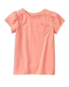 Gymboree Mix N Match Mädchen koralle pfirsich Herz Tasche Kurzarm Shirt Top 4T - Bild 1 von 3