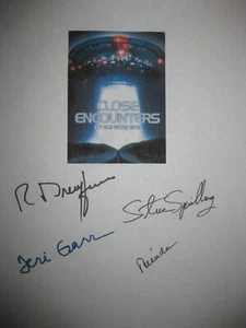 Encuentros Cercanos del Tercer Tipo Guión Firmado Spielberg Dreyfuss Garr reimpresión - Imagen 1 de 1