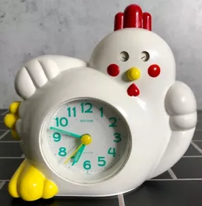 Rhythm ROOSTER TALKING Quarz WECKER SEHR SELTEN bewegte Augen ZWITSCHER & KRÄHEN! - Bild 1 von 3