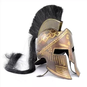 Antique Brown Medieval Era Warrior Helmet | Barbuta Crusader Knight Templar Arm - Picture 1 of 5