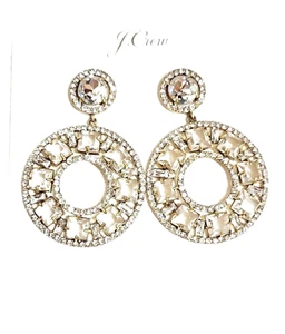 J.Crew Crystal Cocktail Dangle Earrings in Crystal Gold Plated Brass BO281 NWT - Picture 1 of 12