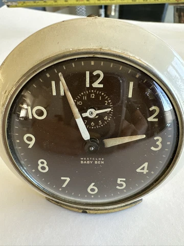 Vintage 1940’s Westclox Baby Ben Wind Up Alarm Clock Model 61-V - 2A Working Cover