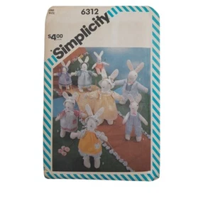 Simplicity Crafts Sewing Pattern Stuffed Rabbits  Clothes 6312 15.5"  Uncut - Picture 1 of 3