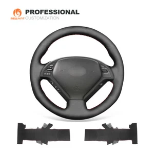 Custom Black Suede Car Steering Wheel Cover for Infiniti G25 G35 G37 QX50 EX35 - Picture 1 of 11