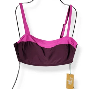 Parte superior de bikini grande Kona Sol Colorblock Bandeau - Imagen 1 de 3