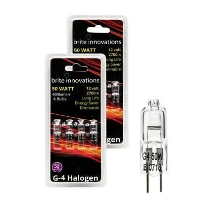 Brite Innovations G4 Halogen Bulb, 50 Watt,12Volt Q20, CL,T3 JC Type Dimmable