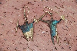 Artist Bill Worrell Shamanic Hunter and Huntress Earrings from 1993 - Picture 1 of 10