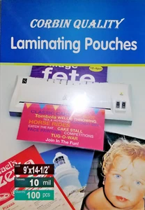 100 Legal 10 Mil Laminating Pouches Sleeves 9 x 14-1/2 Gloss, EXTRA CLEAR - Picture 1 of 1