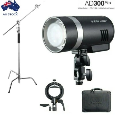 Godox AD300Pro 2.4G TTL HSS All-in One Strobe Flash Kit+S2 Bracket +3.3M C Stand - Image 1 of 4
