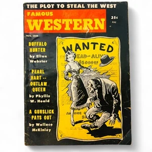 Berühmter Western Pulp Digest – Oktober 1959 – Outlaw Queen Cover – Gunslinger Stories - Bild 1 von 6