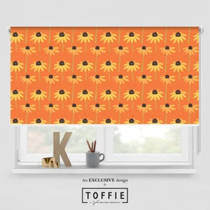 118- Black-eyed Susan Big Flower in Orange Roller Blind -various sizes, blackout - Picture 1 of 4