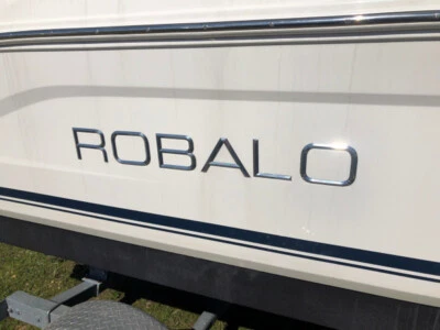 GENUINE ROBALO CHROME LOGO SOLD FOR 1 SIDE OF YOUR BOAT 4"  x 32” Long 14.01356 - Image 1 of 4