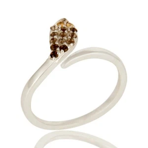 Smoky Quartz Citrine 925 Sterling Silver Ring Snake Design Gemstone Jewelry - Picture 1 of 3