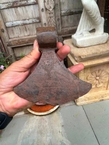 1700's Antique Old Original Iorn Hand Forged Carved Mughal Axes Royal Head Axes - Picture 1 of 13