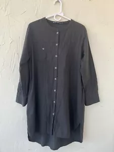 Gundrun Sjoden Talla M Marrón Oscuro Camisa de Campamento Textura Invertida Espalda Plisada Vestido - Imagen 1 de 13