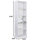 Bookshelf Storage 5 Tier Wall Shelf Organizer White for Home and Office 