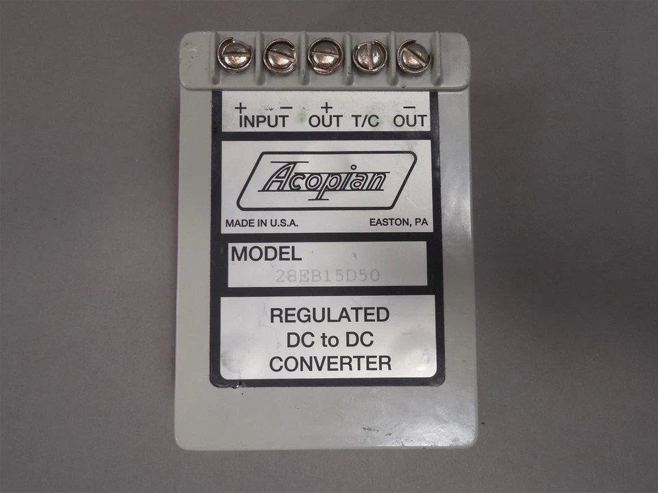 Acopian 28EB15D50 Regulated DC to DC Converter 28 VDC in 15 VDC out 0.5A  - Image 1 of 1