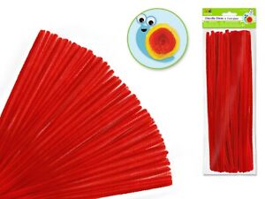 Red Chenille Stems/ Pipe Cleaners, 6mm X 30cm, 100 Pieces