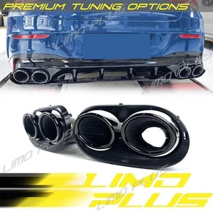 Black Exhaust Tips Tailpipe For Mercedes W177 A35 A45 C118 CLA35 GLB35 GLA45 - Picture 1 of 11