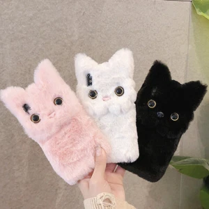 for T-Mobile REVVL 8 Case , Girly Faux Fur Plush Pet Soft Warm Phone Cover - Picture 1 of 28