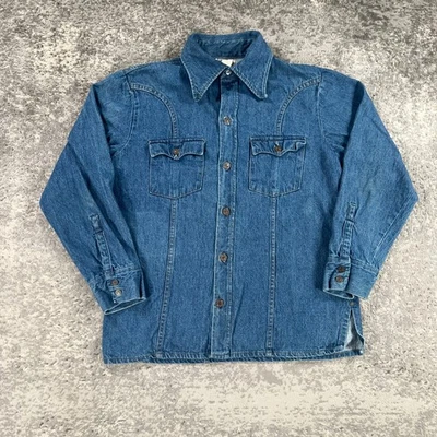 Vintage Levis Western Shirt Jacket Mens Large L Blue Denim 70s 80s Made In USA - Image 1 of 4