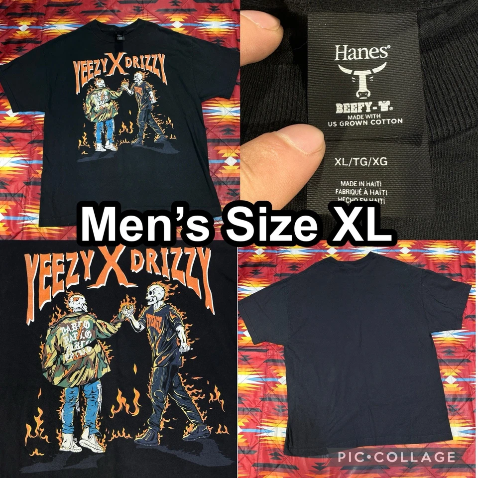 Camiseta Kanye West Drake Yeezy X Drizzy Esqueleto Gráfico Para Hombre XL Rap Hip Hop Foto 1 de 4