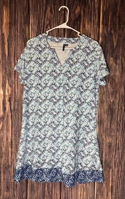 Vestido túnica encubrimiento natación Aqua Et Sol para mujer UPF 50 manga corta azul blanco talla L Foto 1 de 4