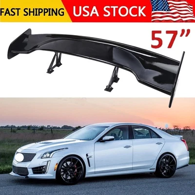 Glossy Black 57"Rear Spoiler Wing Truck GT-Style For Cadillac CTS ATS Screw-On Foto 1 de 4