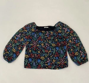 Top Campesino Alice & Olivia Mediano Alta en Chelsea Flor Silvestre Negro Cottage Core - Imagen 1 de 5