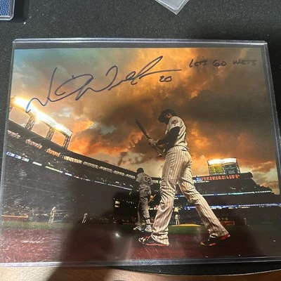 Neil Walker  Signed  8x10 Photo Autograph NY Mets Inscribed Let's Go Mets 2016 - Image 1 of 4