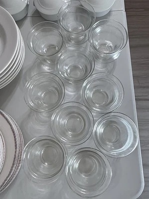 Juego de 10 cuencos enfriadores de caviar de vidrio transparente vintage acampanados para servidor de hielo Foto 1 de 4