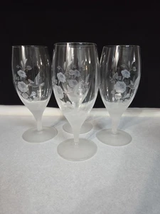 Bicchieri Acqua Avon Colibrì Inciso 24% Piombo Cristallo con Stelo Smerigliato 8" - Foto 1 di 7