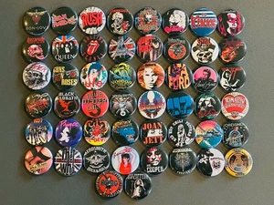 Assorted Rock Band Buttons / Pins Set Of 50 - Picture 1 of 2