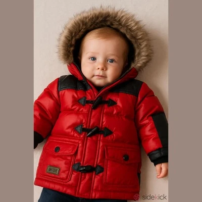 Catimini мальчиков пальто Sz 6 Mo красный пуховик меха отделки капюшон флис с подкладкой теплой зимы - Изображение 1 из 4