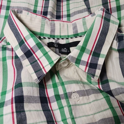 Volcom X Factor Green Plaid Long Sleeve Button Up Shirt Mens Sz L A0511012 - Image 1 of 4