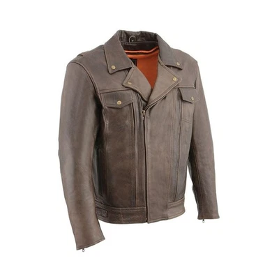 Milwaukee Cuero MLM1522 Para hombres ‘ Ventilado’ Retro Cuero Marrón Motocicleta Foto 1 de 4