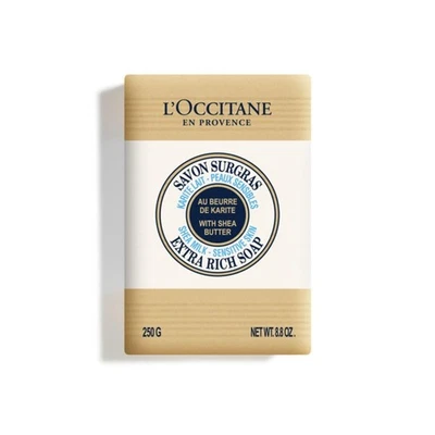 L'OCCITANE Deluxe Sized Shea Butter Milk Sensitive Skin Extra Rich Soap 250g | - Image 1 of 4