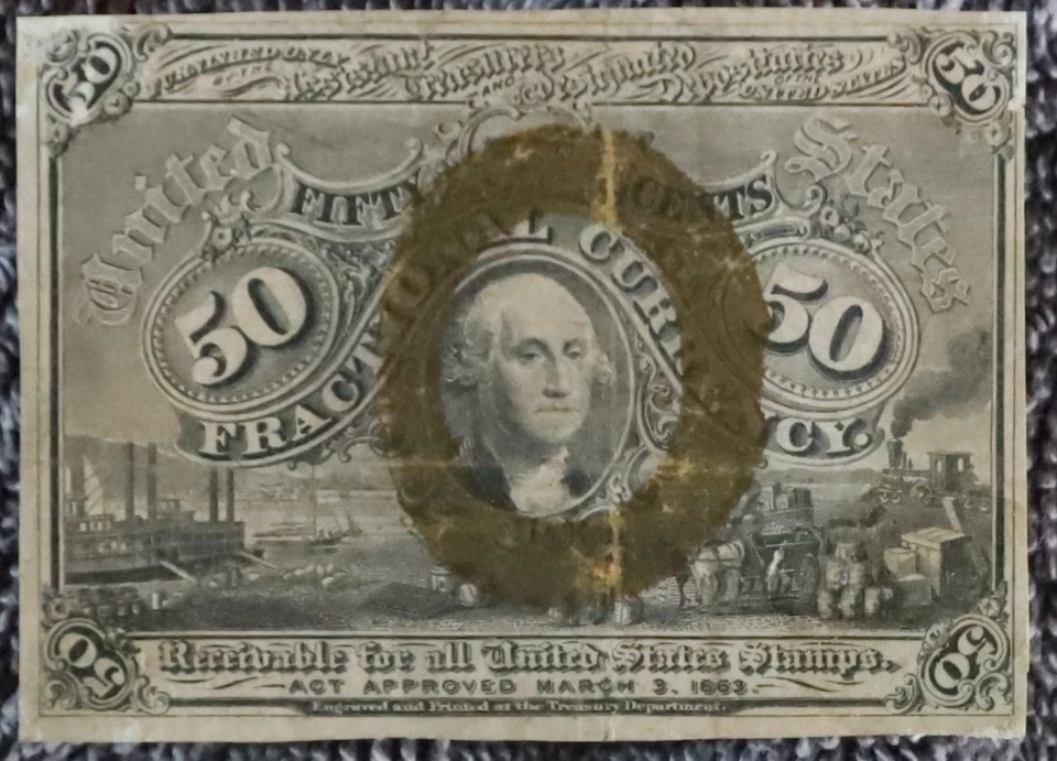 Washington 50c Fractional Currency - 2nd Issue (1863 - 1867) - Red Reverse! - Image 1 of 2