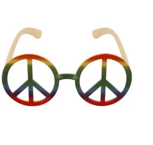 Hippy Hippie 60s 70s Rainbow Peace Glasses Festival Fancy Dress Glasses. - Picture 1 of 1