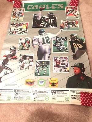 Póster Kodak 1992 vintage de los Philadelphia Eagles de la NFL extremadamente raro 22x33 Foto 1 de 4