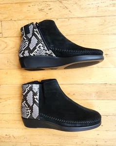 SAS JADE LEDER STIEFELETTEN NEU IM KARTON schwarz & Schlangenleder Größe 8 WW einfacher Reißverschluss neu im Karton - Bild 1 von 5