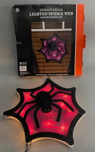 12" Halloween Ventana Silueta Luz Telaraña 10 Luces Púrpura y Negro con Caja - Imagen 1 de 7