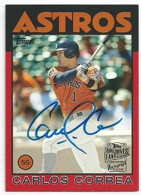2016 Topps Archives CARLOS CORREA Fan Favorites Autograph Auto RED #47/50 - Image 1 of 2