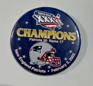 NEW ENGLAND PATRIOTSUPER BOWL XXXVI CHAMPS NFL FOOTBALL PINBACK/BUTTON MINT NEW - Picture 1 of 2