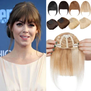 Ombre 100% Remy Human Hair Extensions Clip In Neat Bangs Thick Fringe Air Bangse - Picture 1 of 42