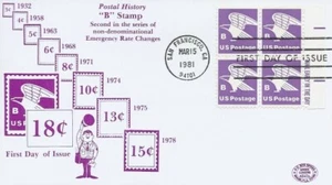 1818 "B" + Adler - FDC 1981 - Mail früher 4er Block - Ardee Hüllen - Bild 1 von 1